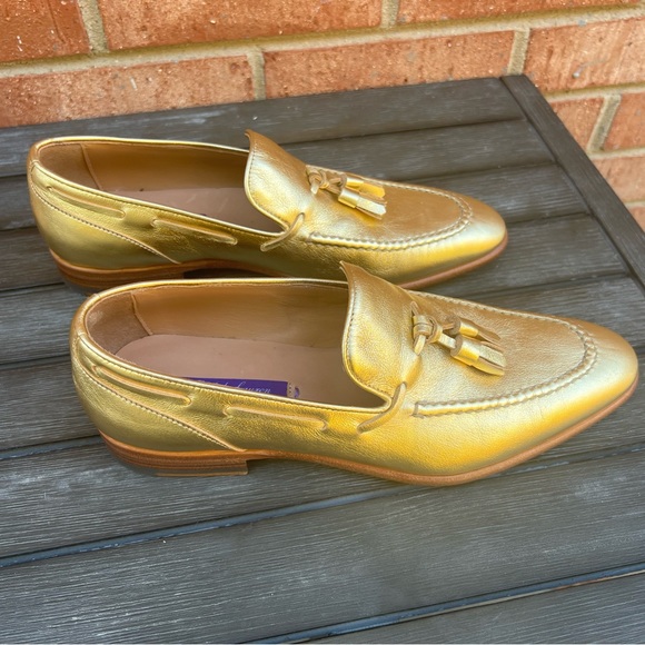 Ralph Lauren Collection Purple Label Telina Gold Metallic Loafers EU 37B US 7 - Picture 3 of 15